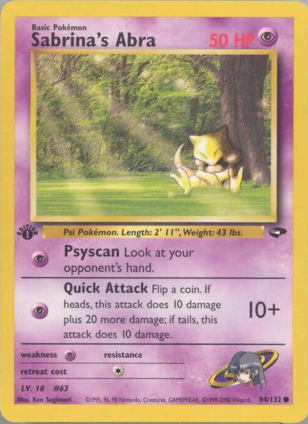 Sabrina's Abra (Lv. 18) 1st Edition