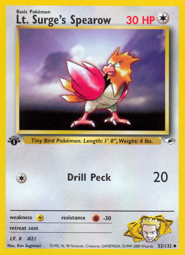 Lt. Surge's Spearow (Lv. 8) 1st Edition