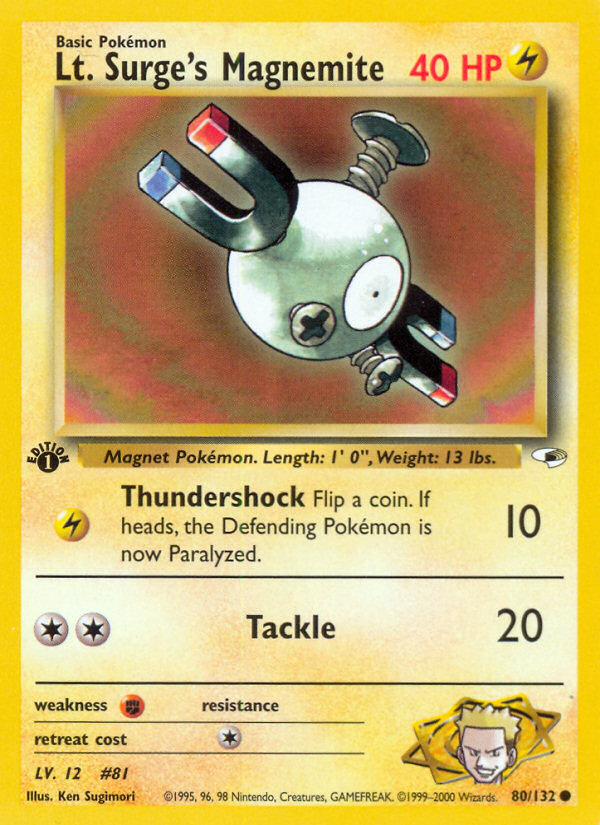 Lt. Surge's Magnemite (Lv. 12) 1st Edition