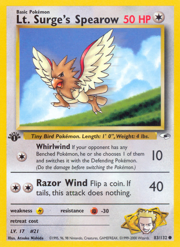 Lt. Surge's Spearow (Lv. 17) 1st Edition
