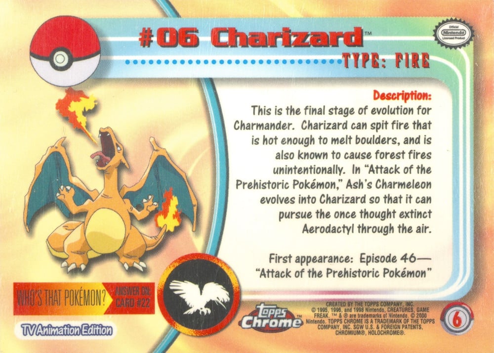 Charizard Topps Chrome card back