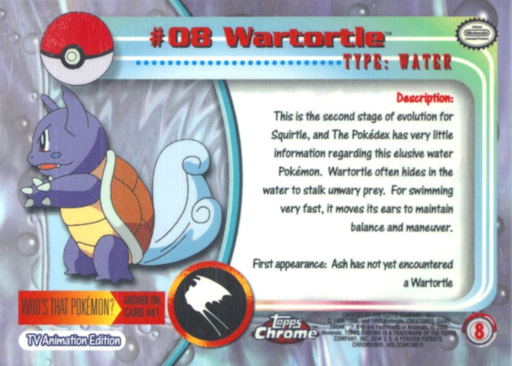 Wartortle Topps Chrome card back