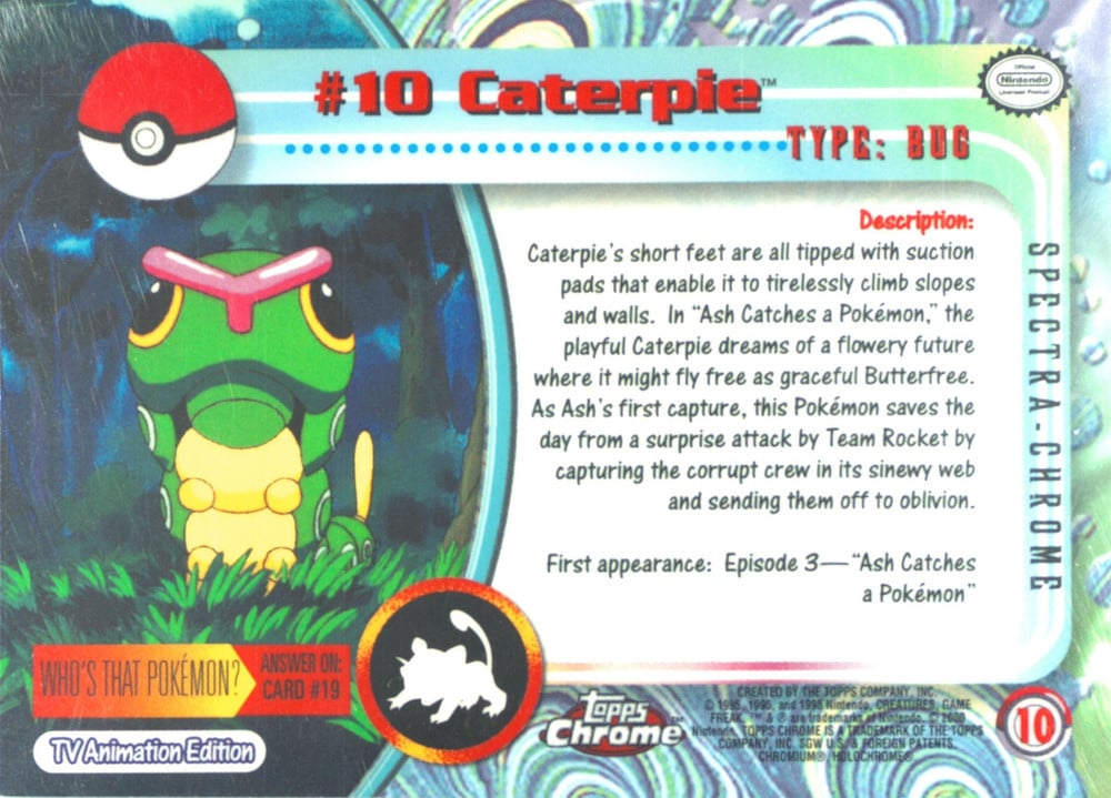 Caterpie Topps Chrome card back