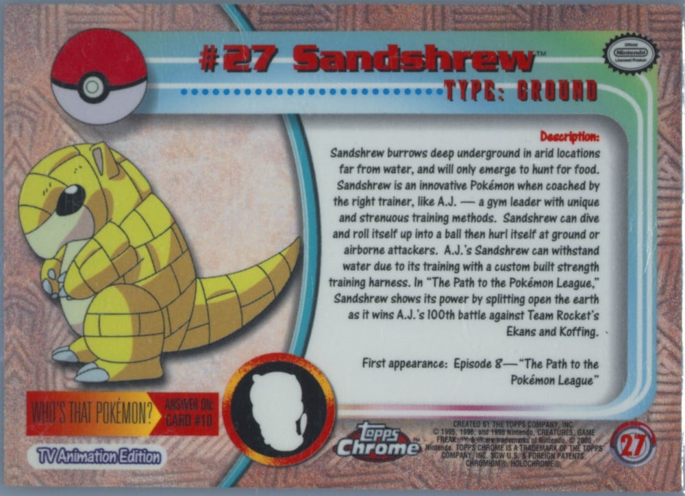 Metapod Topps Chrome card back