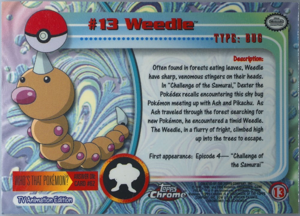 Weedle Topps Chrome card back