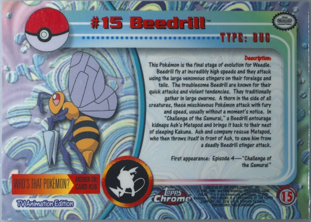 Beedrill Topps Chrome card back