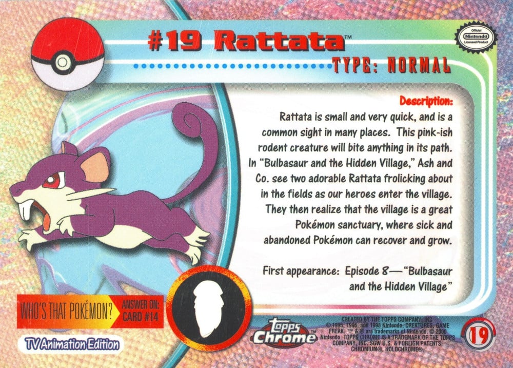Rattata Topps Chrome card back