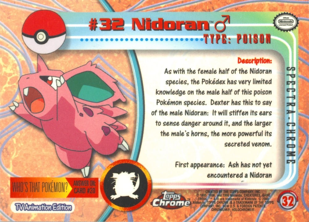 Nidoran♂ Topps Chrome card back