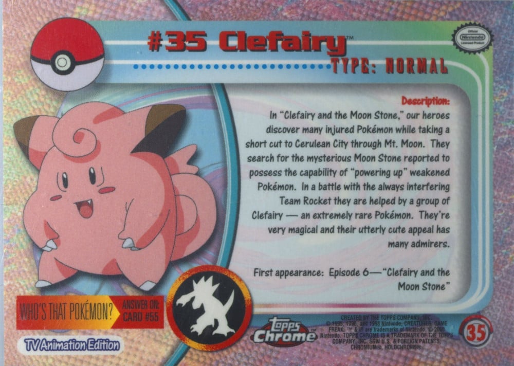 Clefairy Topps Chrome card back