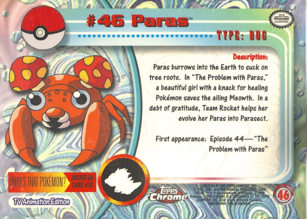 Paras Topps Chrome card back