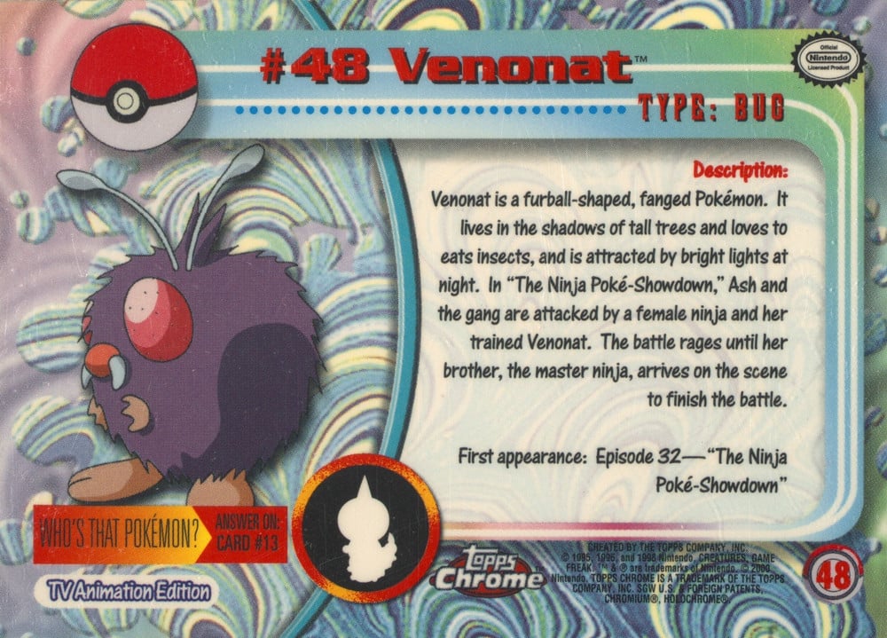 Venonat Topps Chrome card back