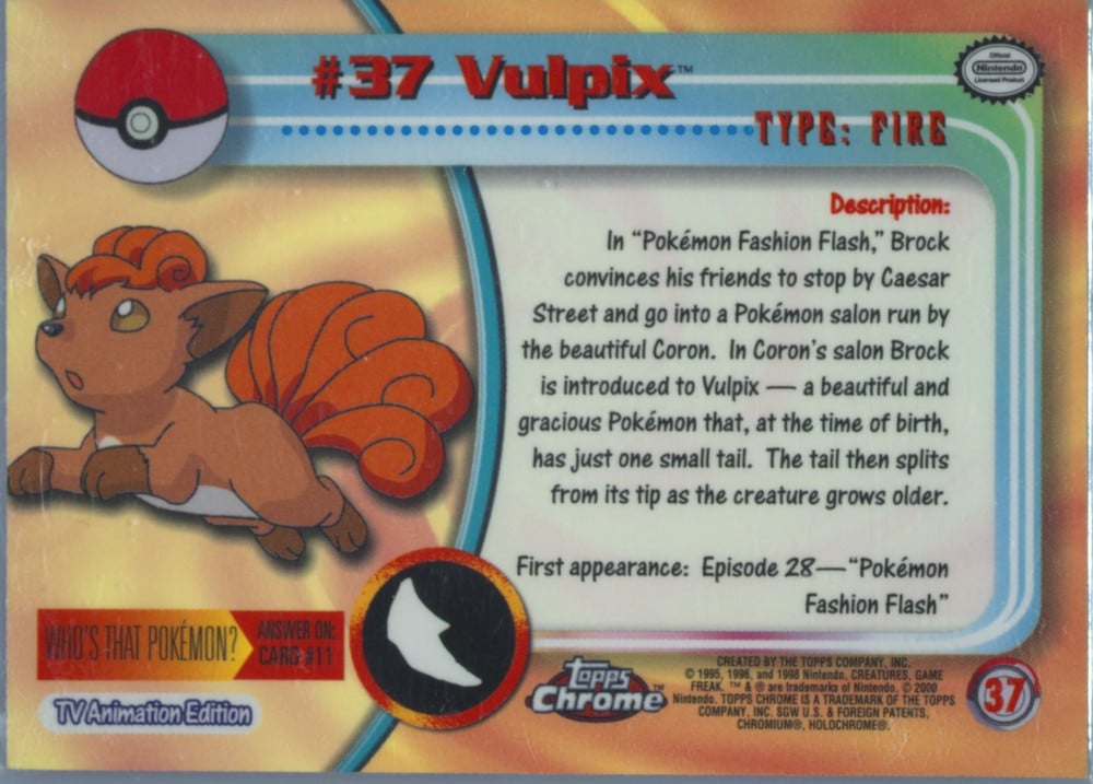 Diglett Topps Chrome card back