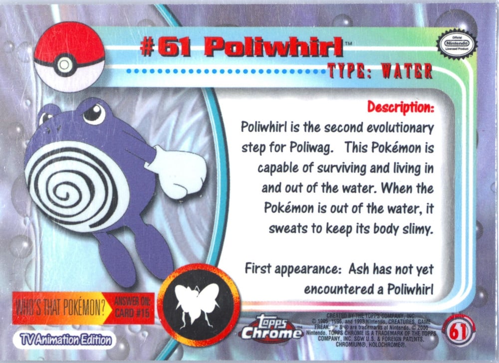 Poliwhirl Topps Chrome card back