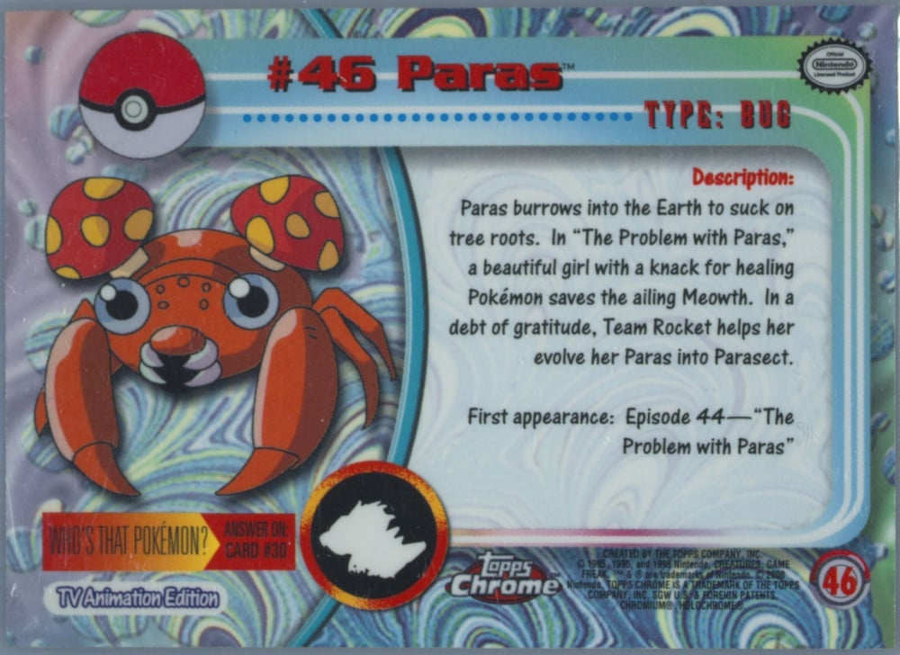 Poliwrath Topps Chrome card back
