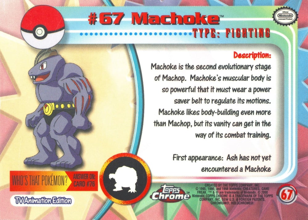 Machoke Topps Chrome card back