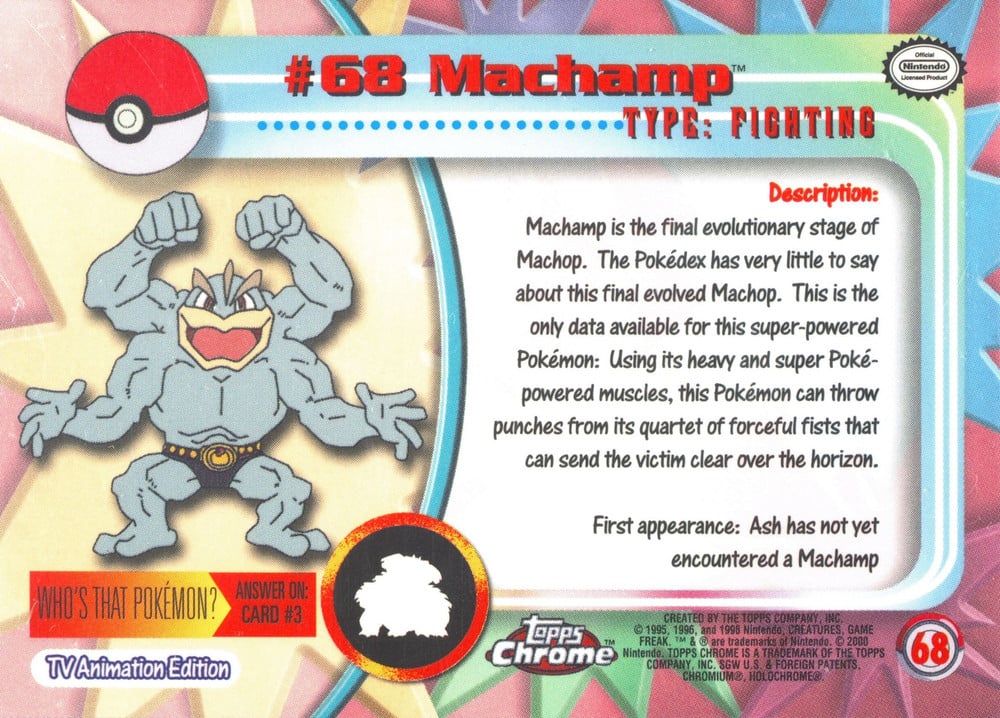 Machamp Topps Chrome card back