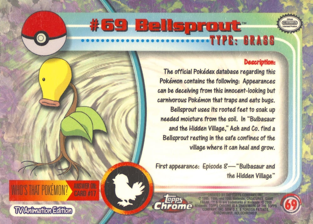 Bellsprout Topps Chrome card back