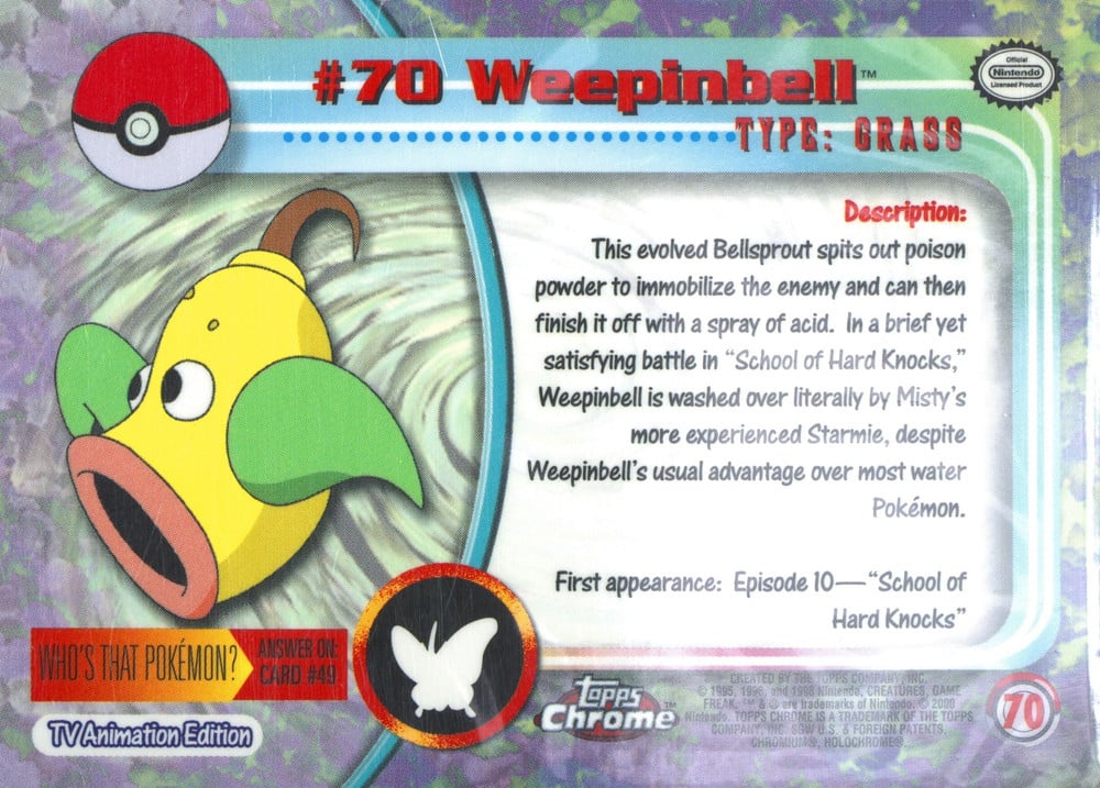Weepinbell Topps Chrome card back