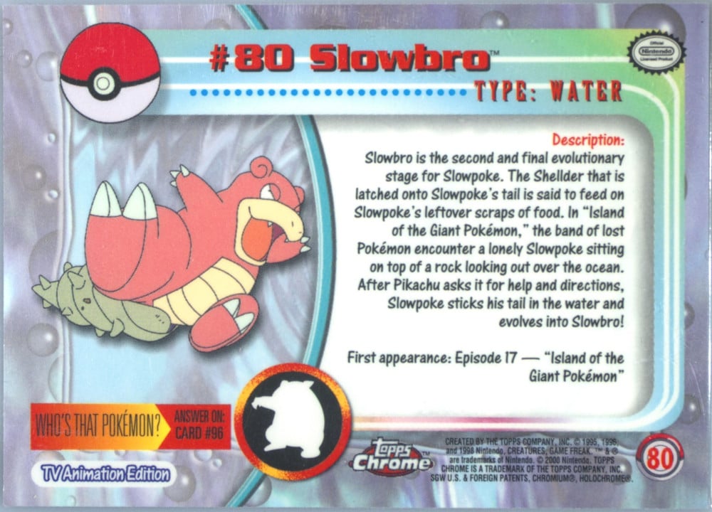 Slowbro Topps Chrome card back