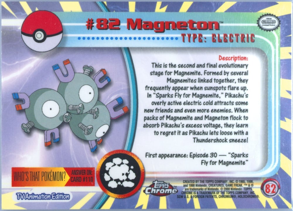 Magneton Topps Chrome card back