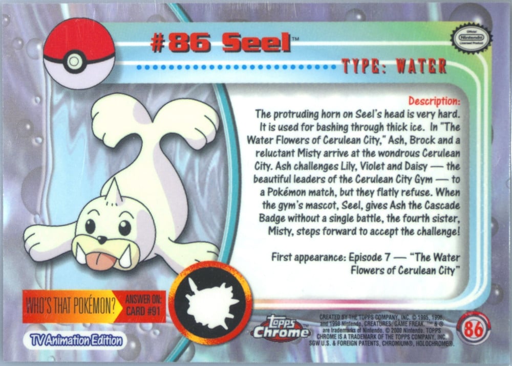 Seel Topps Chrome card back
