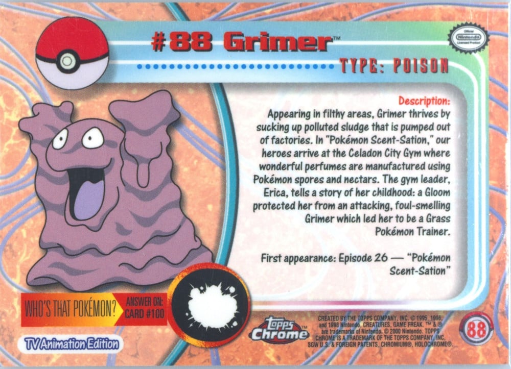 Grimer Topps Chrome card back