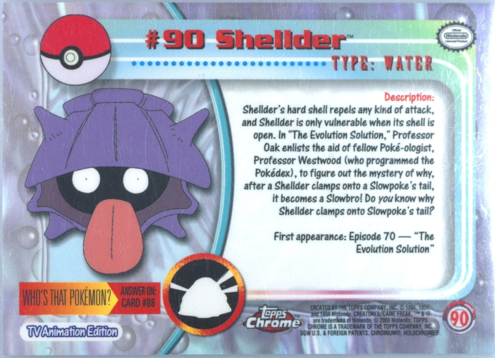 Shellder Topps Chrome card back