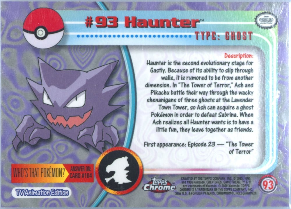 Haunter Topps Chrome card back
