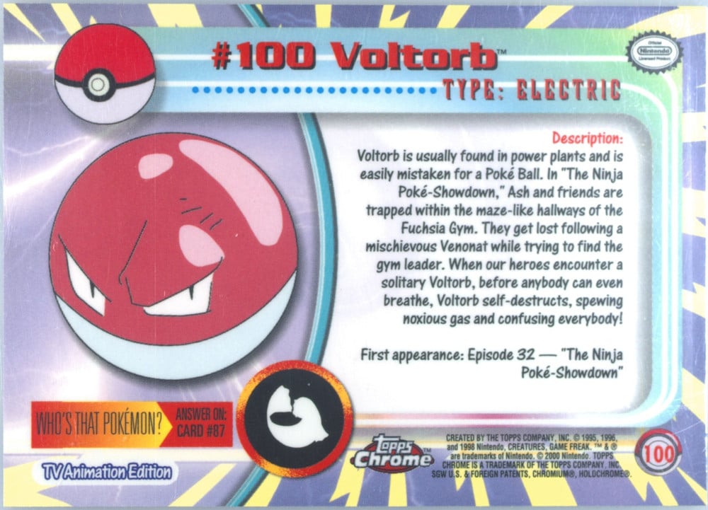 Voltorb Topps Chrome card back