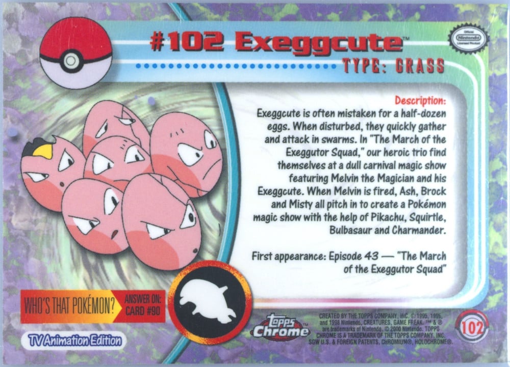 Exeggcute Topps Chrome card back