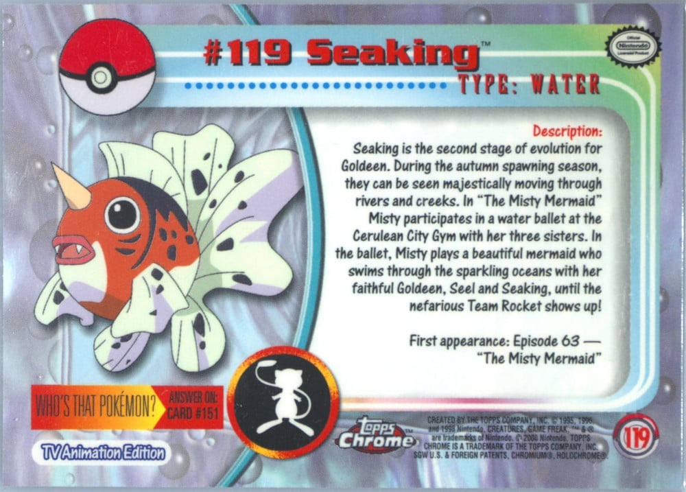 Seaking Topps Chrome card back