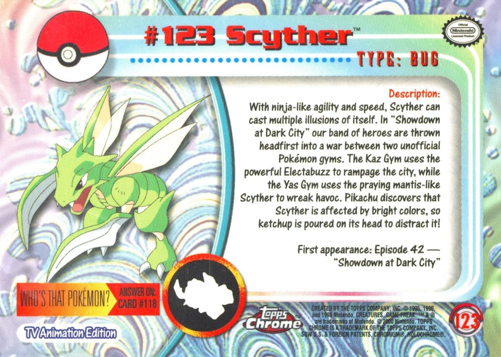 Scyther Topps Chrome card back