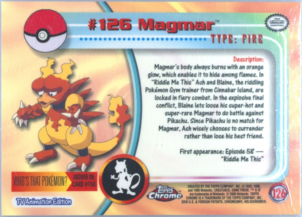 Magmar Topps Chrome card back