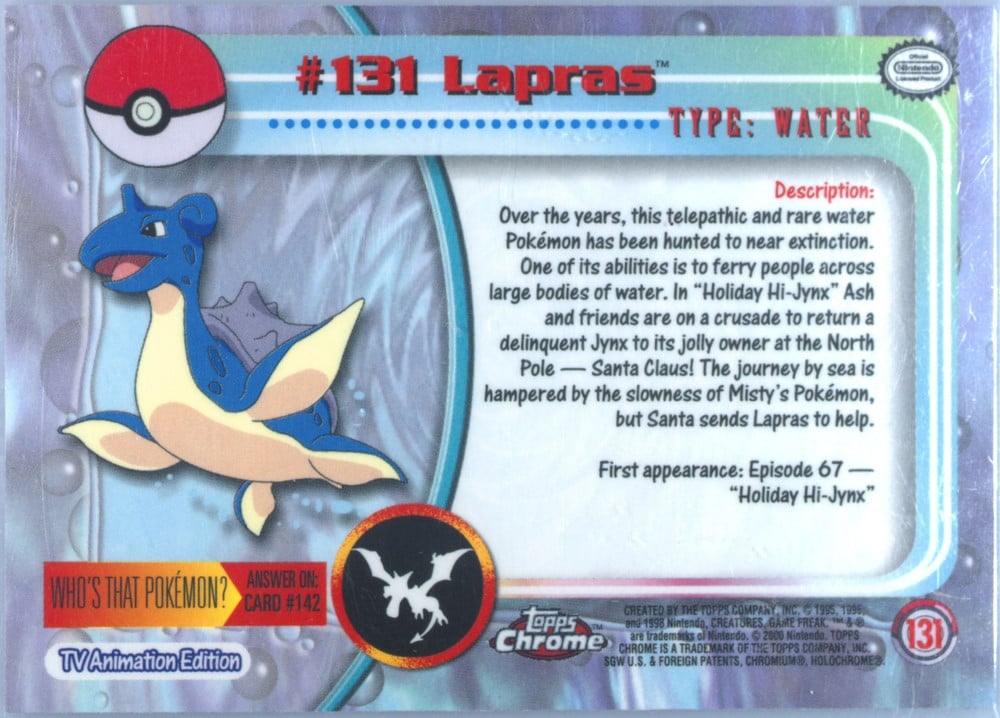 Lapras Topps Chrome card back