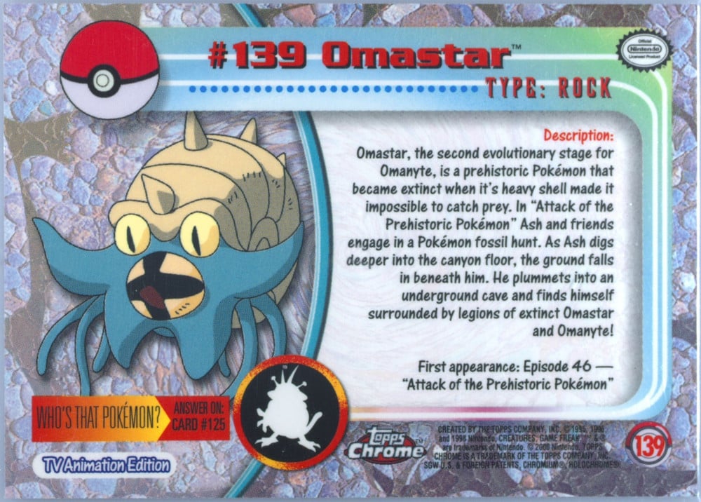 Omastar Topps Chrome card back