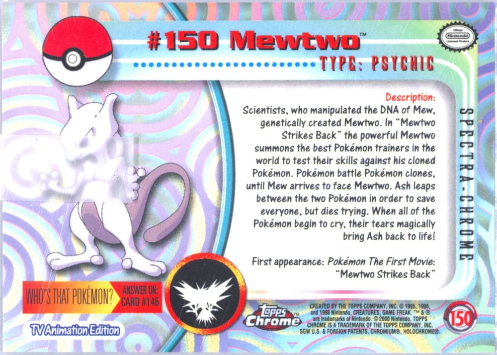 Mewtwo - 2000 Pokemon Topps Chrome #150/151 | T206 Cards